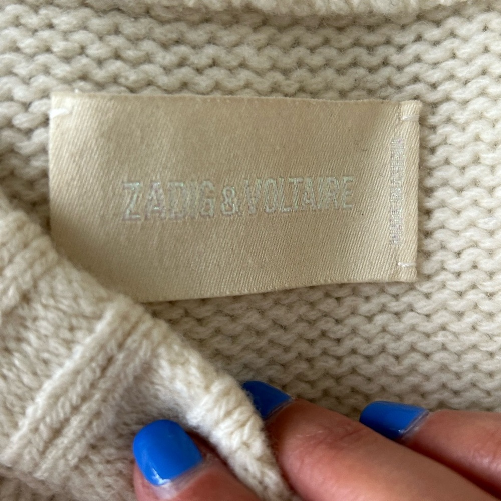 Zadig & Voltaire Malta Amour Sweater in Cream and Blue - Picture 5 of 6